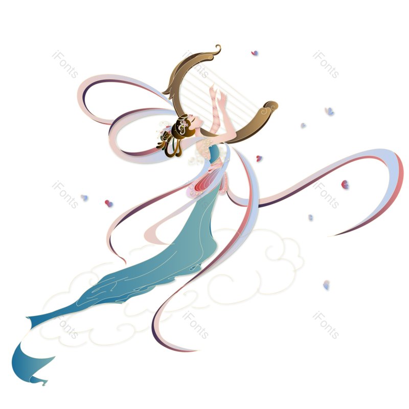 复古图片,中国风元素,手绘人物PNG,彩绘免抠素材